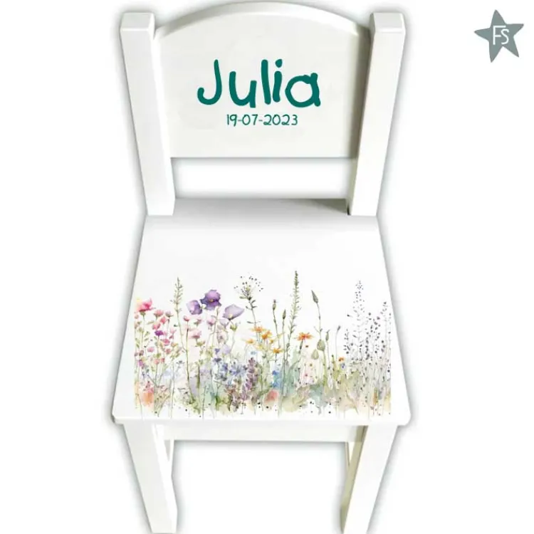 Clearance Geboortestoeltje met naam wild flowers Geboortestoeltje Met Naam | Kraamcadeau Meisje