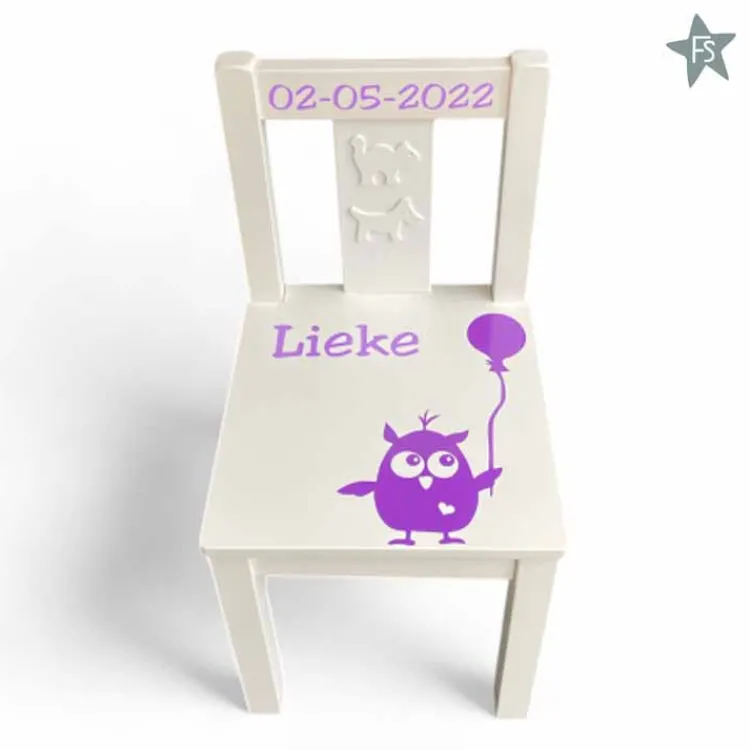 geboortestoeltje_met_naam_4.webp New geboortestoeltje met naam en uil met ballon Geboortestoeltje Met Naam | Kraamcadeau Meisje