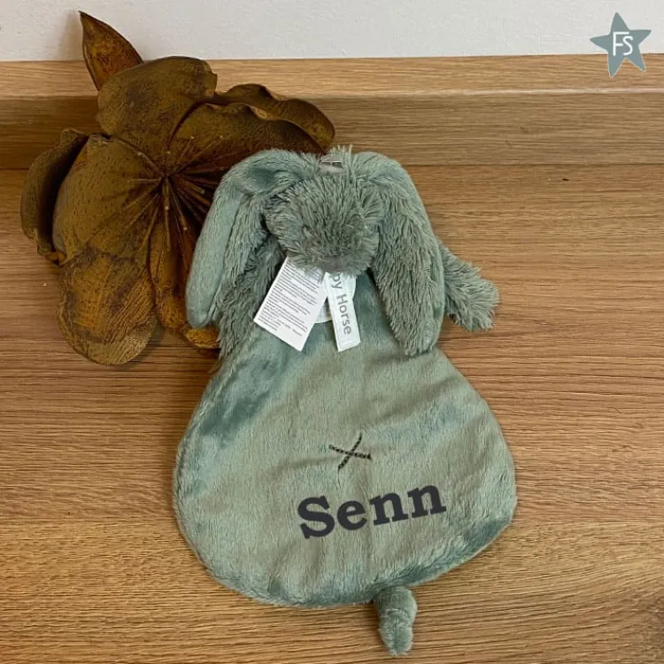 Hot Green Rabbit Richie tuttle met naam Knuffeldoekjes Met Naam | Knuffels Met Naam