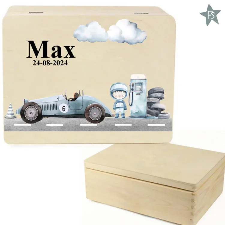 Fashion Herinneringen kist met naam en spitfire blauw Herinneringsdoos Met Naam | Cadeaus 10 Tot 25 Euro