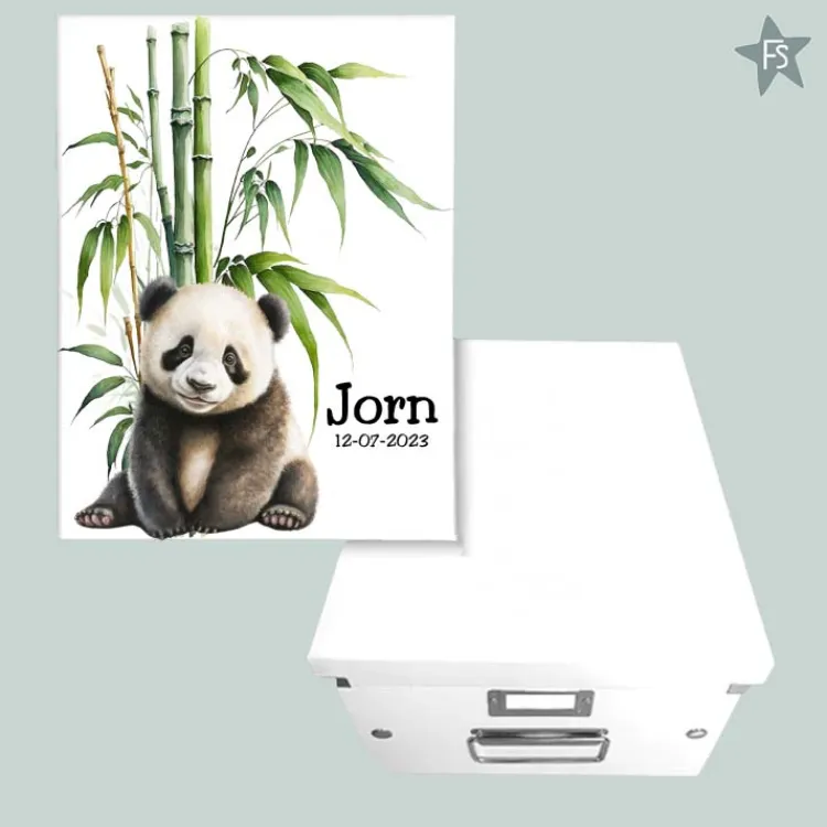 New Herinneringen kist met naam en panda Herinneringsdoos Met Naam | Kraamcadeau Meisje