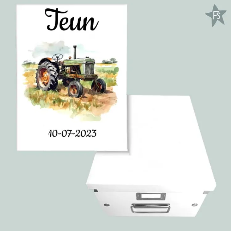 Best Herinneringen kist met naam en tractor groen Herinneringsdoos Met Naam | Kraamcadeau Jongen