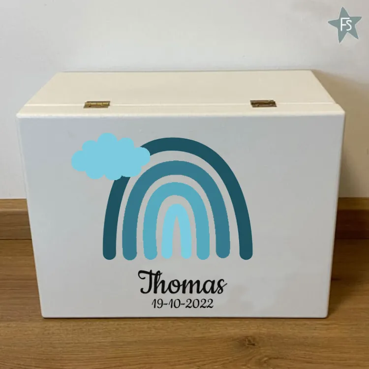 New Herinneringen kist met naam en regenboog mint groen Herinneringsdoos Met Naam | Kraamcadeau Meisje