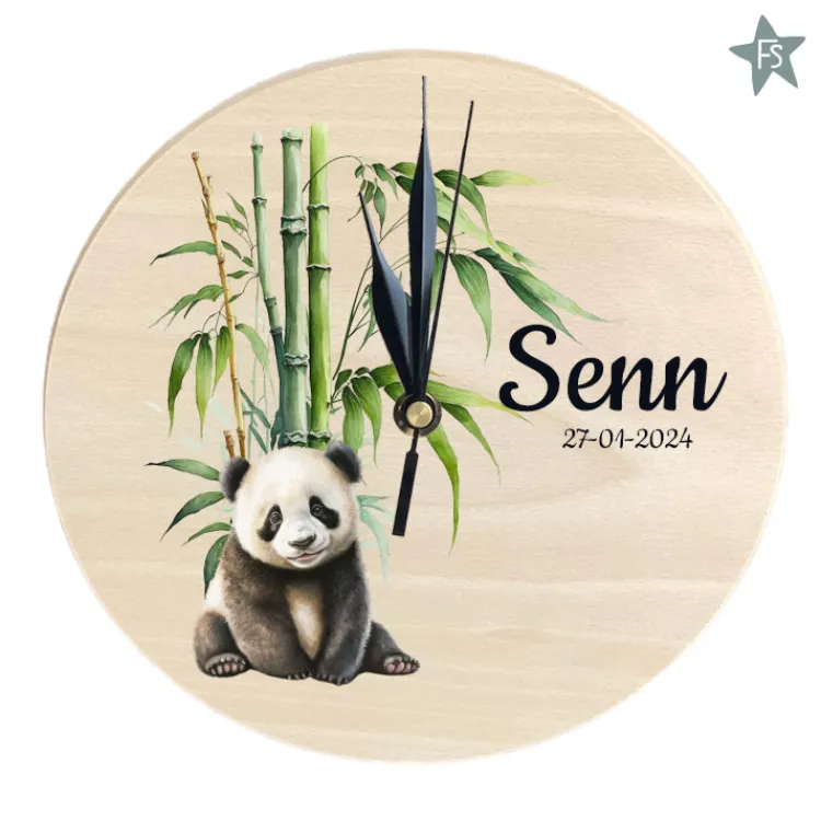 Fashion Houten geboorteklokje met naam - panda Geboorteklok | Cadeaus 10 Tot 25 Euro