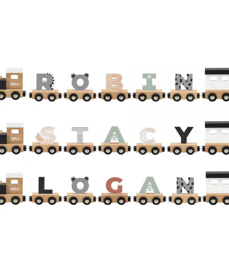 Fashion Houten Lettertrein "Locomotief" Houten Treinen Met Naam | Houten Speelgoed Met Naam