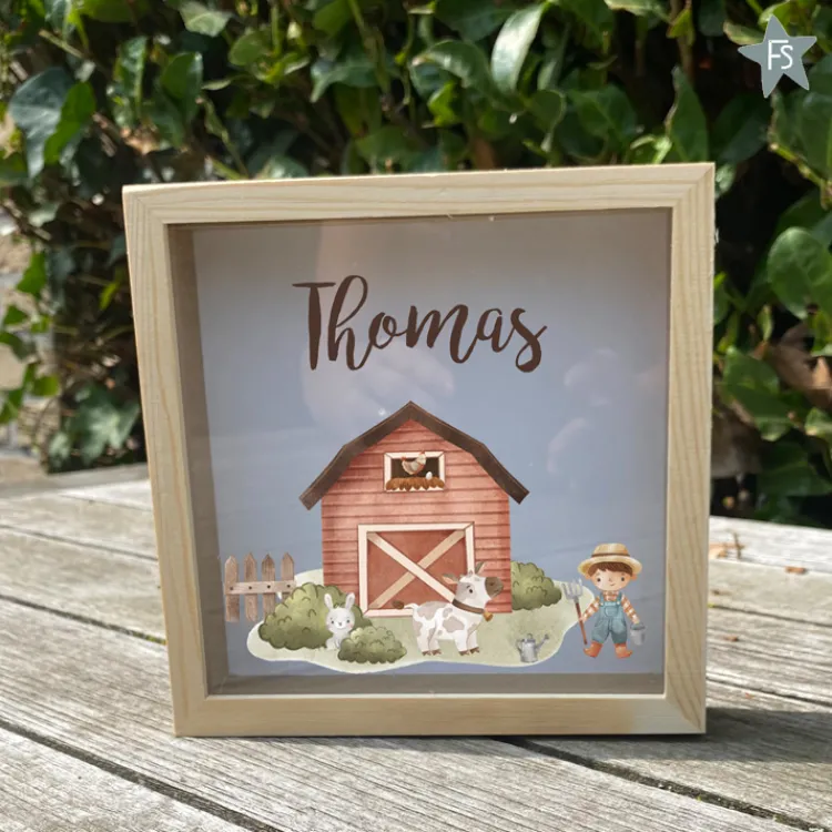 New Houten Spaarpot farm met naam Spaarpot Met Naam | Kraamcadeau Meisje