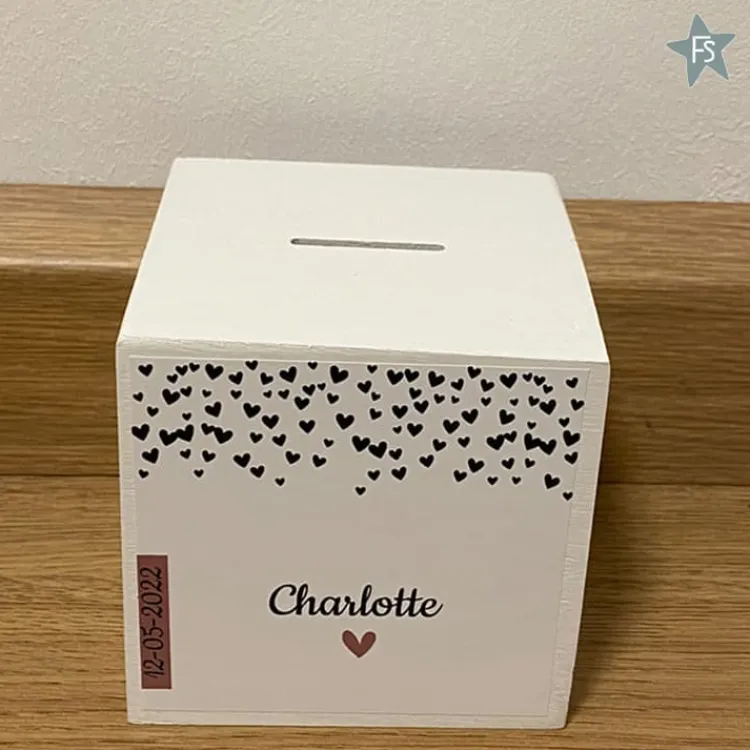 Best Houten spaarpot hartjes met naam Spaarpot Met Naam | Kraamcadeau Meisje