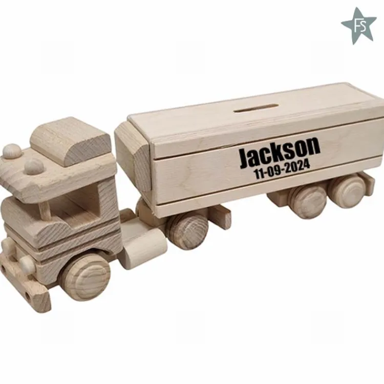 Discount Houten Spaarpot met naam | Spaarpot Vrachtwagen ( met naam ) Houten Speelgoed Met Naam | Spaarpot Met Naam
