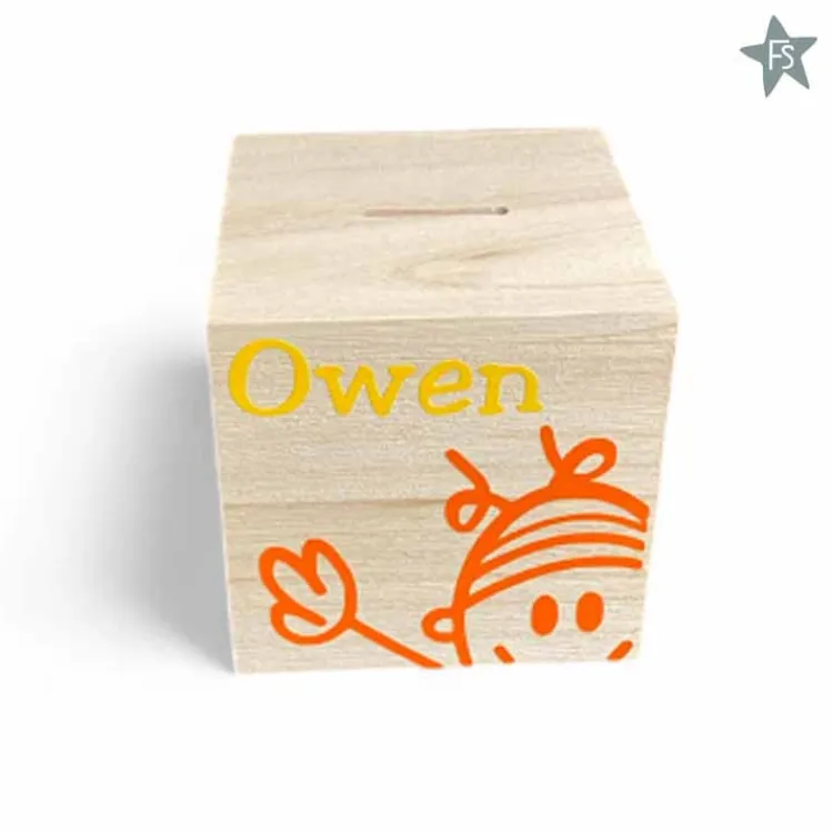Best Houten spaarpot met naam en afbeelding jongen Spaarpot Met Naam | Kraamcadeau Jongen
