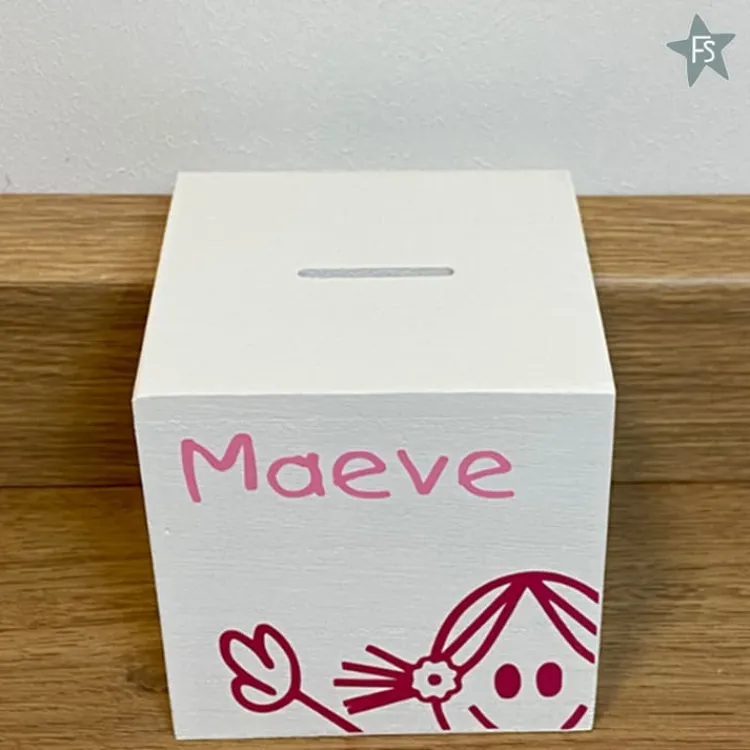 New Houten spaarpot met naam en meisje Spaarpot Met Naam | Kraamcadeau Meisje