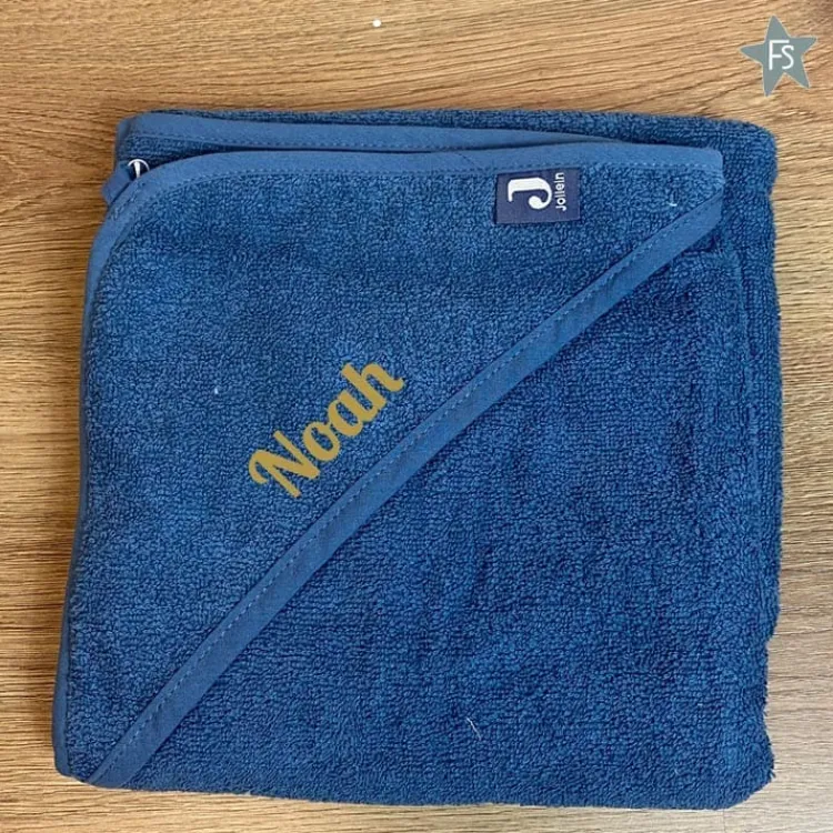 Clearance Badcape - Jeans blauw (met naam) Badcape (met Naam) | Kraamcadeau Jongen