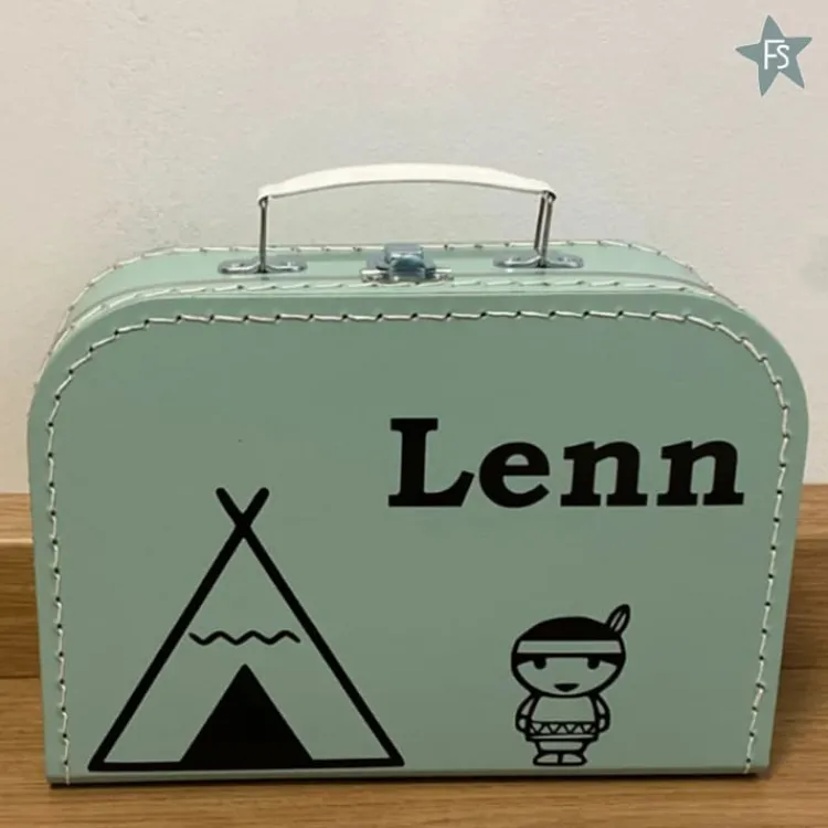 Fashion Kinderkoffertje met naam en tipi Koffertje Met Naam | Kraamcadeau Jongen