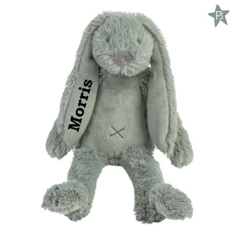 Fashion Knuffel konijn met naam | Tiny Green Rabbit Richie Knuffels Met Naam | Kraamcadeau Meisje