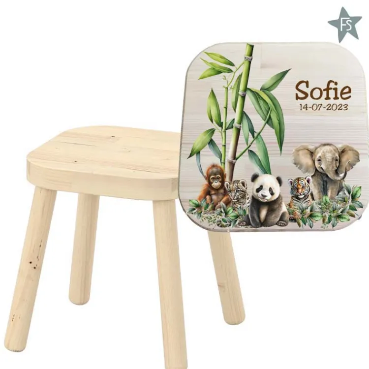 Best Krukje met naam en jungle dieren Kinderkrukje | Cadeaus Vanaf 25 Euro