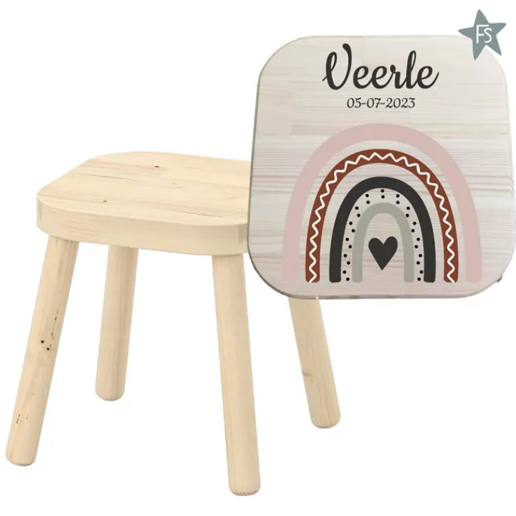 Best Krukje met naam en regenboog meisje Kinderkrukje | Kraamcadeau Meisje