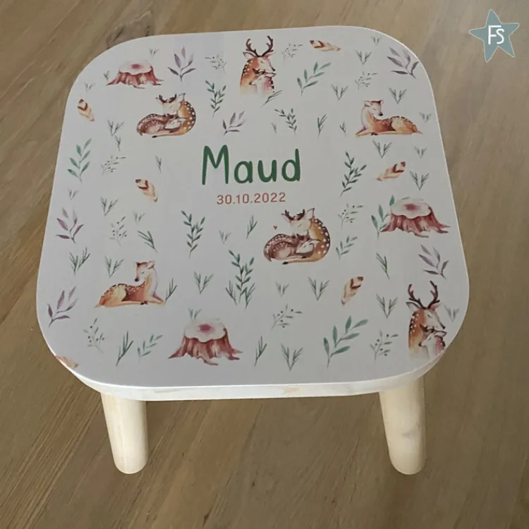 Sale Krukje met opdruk van geboortekaartje Kinderkrukje | Kraamcadeau Meisje
