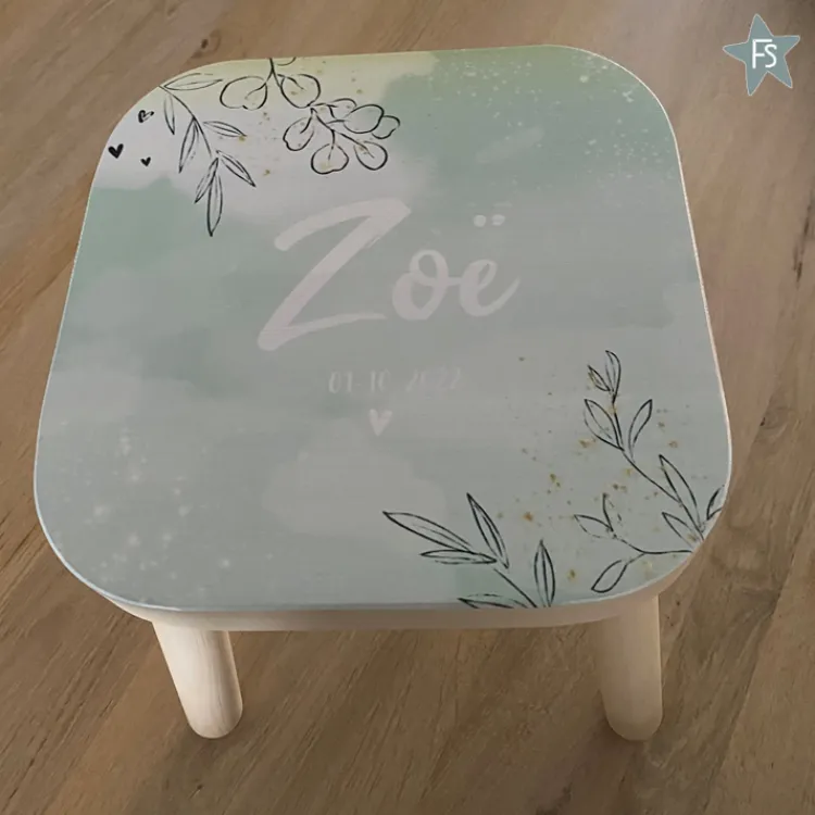 Sale Krukje met opdruk van geboortekaartje Kinderkrukje | Kraamcadeau Meisje