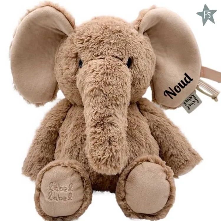 Best Elephant Elly Nougat Medium Knuffel ( met naam ) Label Label | Knuffels Met Naam