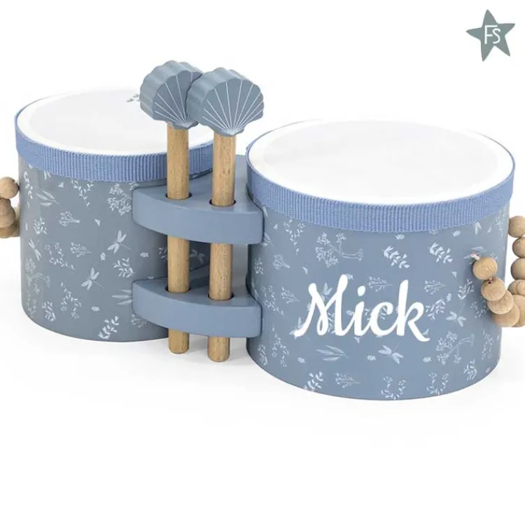 Best Houten Bongo’s Blauw ( met naam ) Label Label | Houten Speelgoed Met Naam