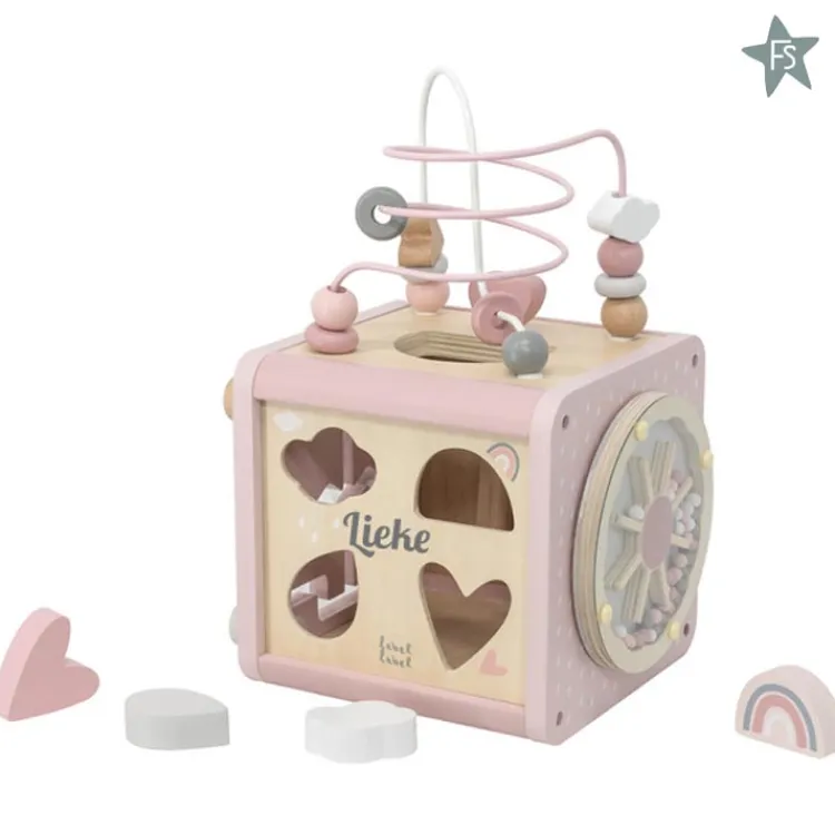 Clearance Roze Houten Activiteitenkubus ( met naam ) Label Label | Kraamcadeau Meisje