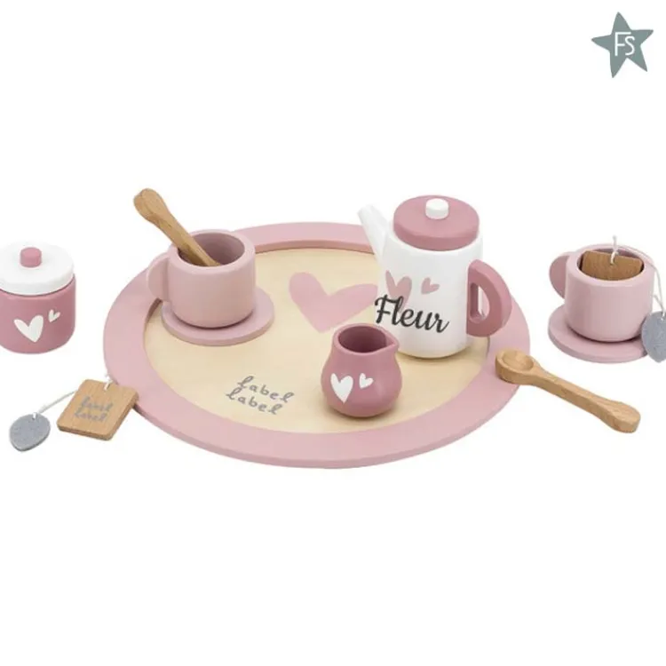 Discount theeservies roze ( met naam ) Label Label | Kraamcadeau Meisje