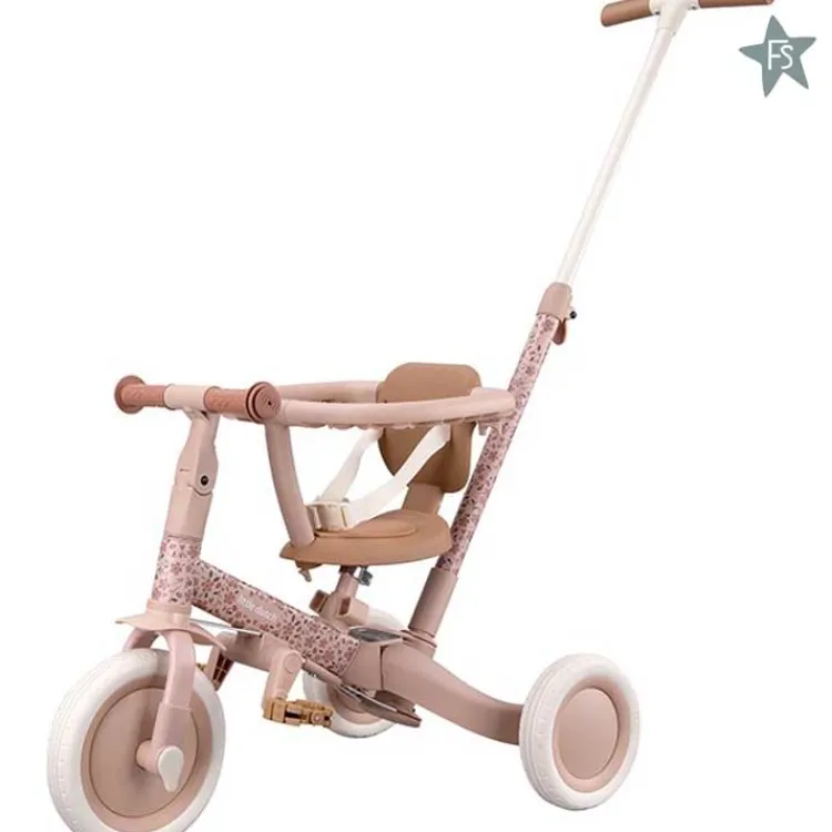 Hot 4 in 1 Driewieler Pink Little Dutch Fairy Garden | Loopfiets Met Naam