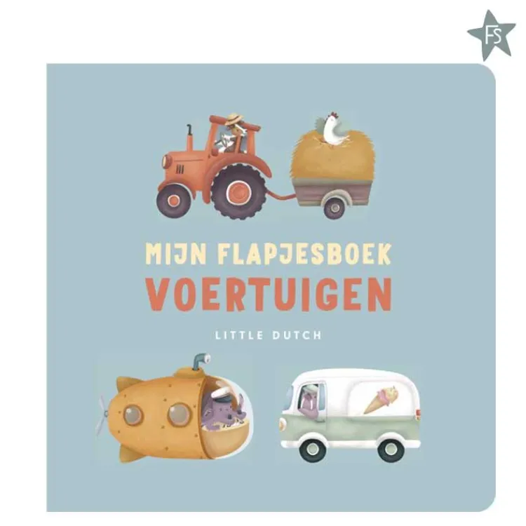 Clearance - Mijn flapjesboek - Voertuigen Little Dutch Boekjes | Kraamcadeau Jongen