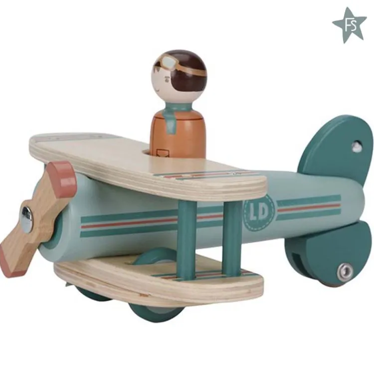 Fashion - Vliegtuig FSC (met naam) Little Dutch Houten Speelgoed Met Naam | Kraamcadeau Meisje