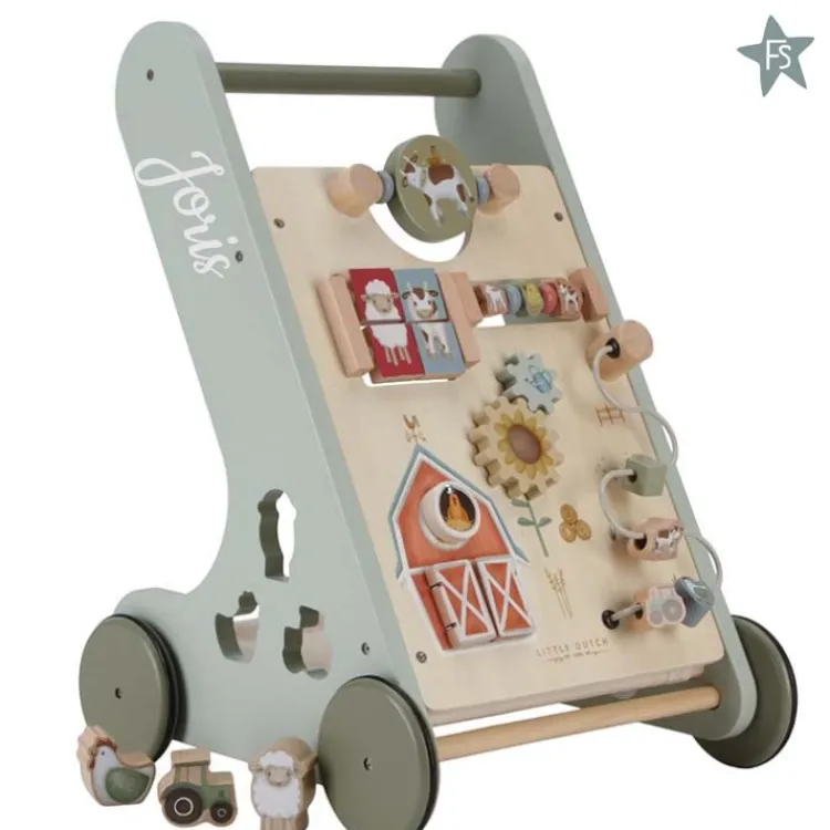 Sale Activiteiten loopwagen Little Farm ( met naam ) Little Dutch Little Farm | Little Dutch Houten Speelgoed Met Naam