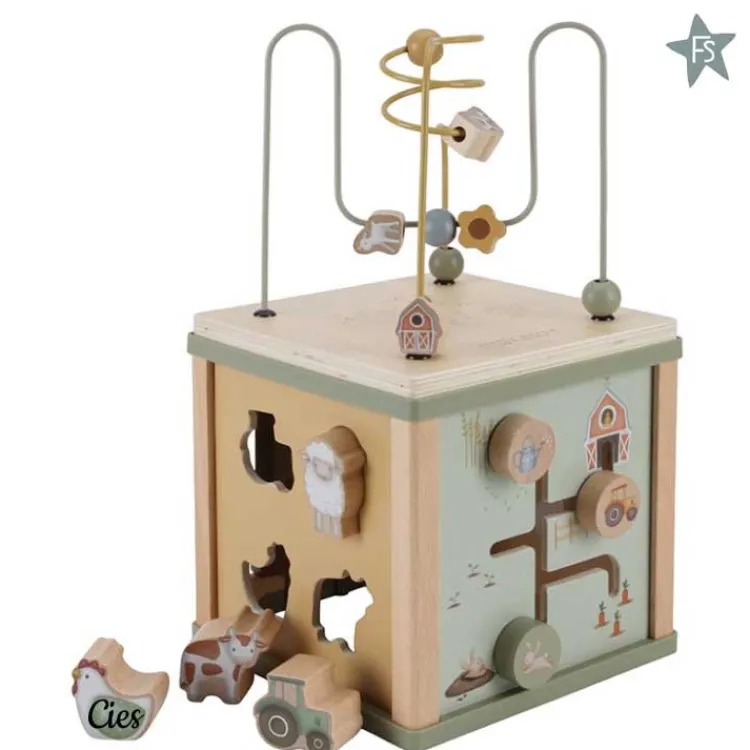 Sale activiteitenkubus Little Farm (met naam) Little Dutch Little Farm | Little Dutch Houten Speelgoed Met Naam