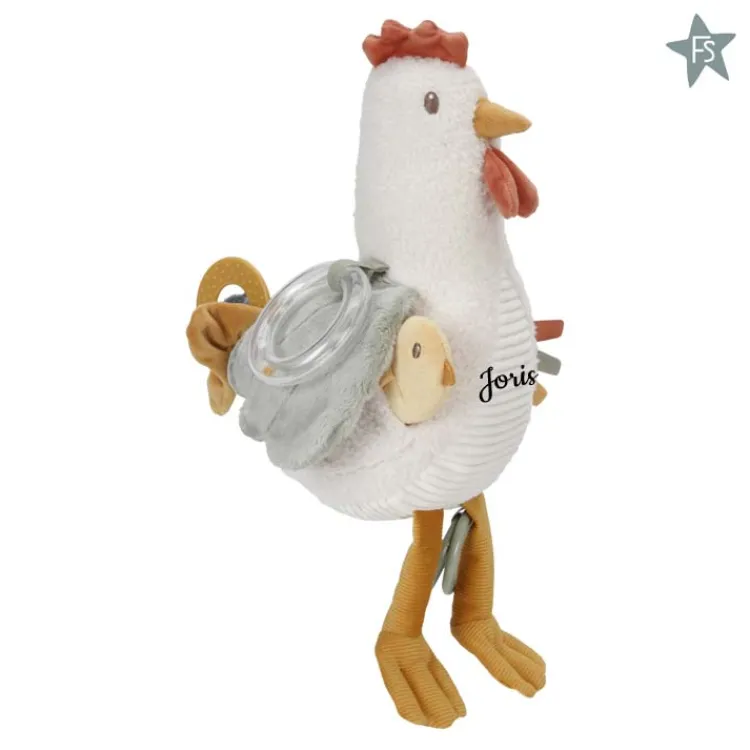 Discount Activiteitenknuffel kip 25cm Little Farm ( met naam ) Little Dutch Little Farm | Knuffels Met Naam