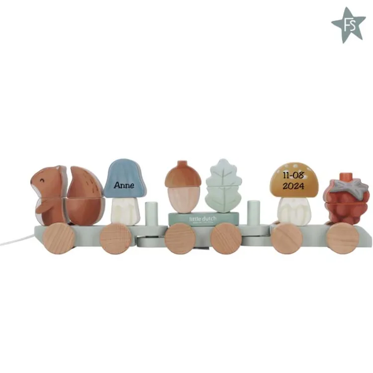 New Blokkentrein Eekhoorn - Forest Friends FSC ( met naam ) Little Dutch Forest Friends Fsc | Little Dutch Houten Speelgoed Met Naam
