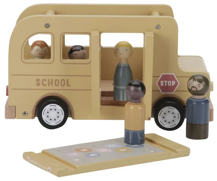 little_dutch_houten_schoo_2.webp Discount Houten schoolbus met poppetjes (met naam) Little Dutch Houten Speelgoed Met Naam | Kraamcadeau Meisje