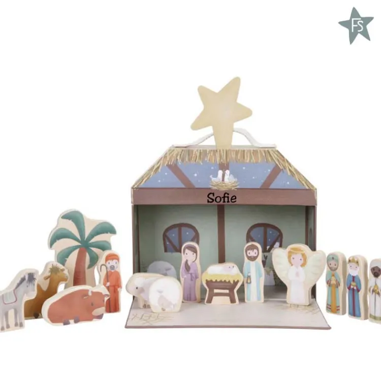 Discount kerststal ( met naam ) Little Dutch Houten Speelgoed Met Naam | Kraamcadeau Meisje