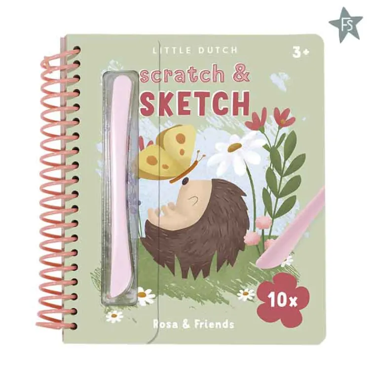 Outlet kras- en tekenboek Scratch and Sketch Rosa& Friends Little Dutch Boekjes | Kraamcadeau Meisje