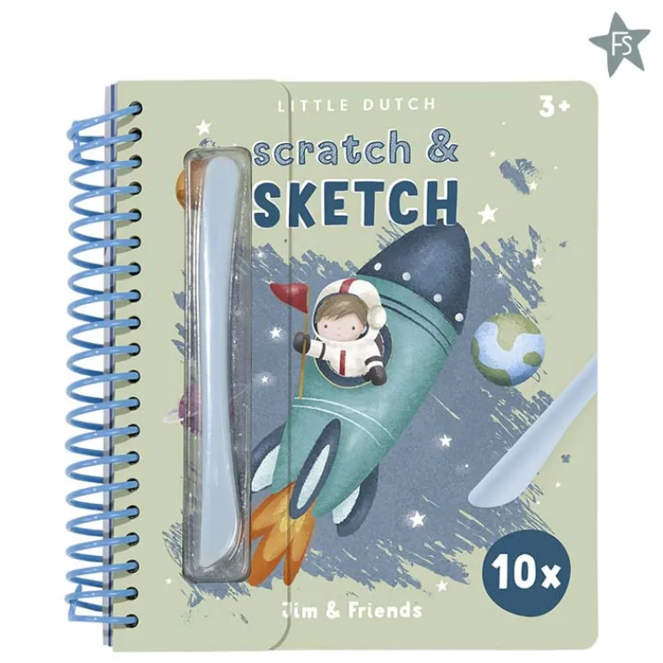 Discount kras- en tekenboek Scratch and Sketch Jim& Friends Little Dutch Boekjes | Kraamcadeau Jongen