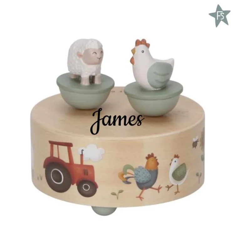 Best Muziekdoosje Little Farm (met naam) Little Dutch Little Farm | Little Dutch Houten Speelgoed Met Naam