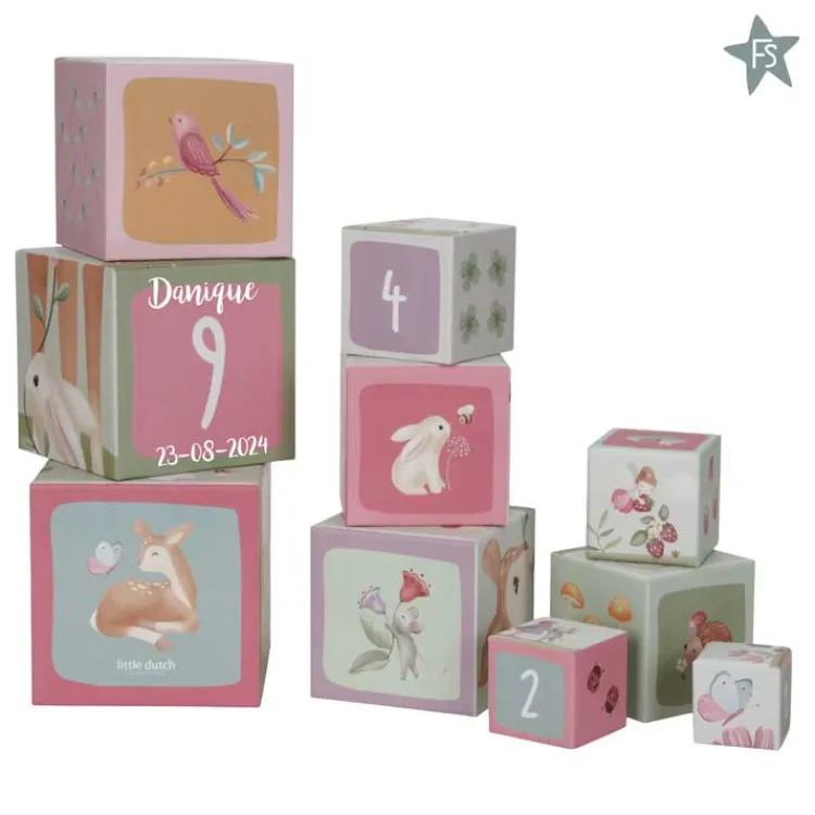 Clearance Stapelblokken - Fairy Garden (met naam) Little Dutch Fairy Garden | Kraamcadeau Meisje