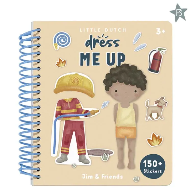 Hot sticker- en aankleedboek Dress me up Jim& Friends Little Dutch Boekjes | Kraamcadeau Jongen