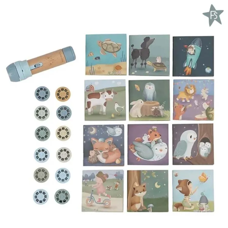 little_dutch_stories_proj_2.webp Best Stories Projector Torch - Blue Little Dutch Forest Friends Fsc | Kraamcadeau Jongen