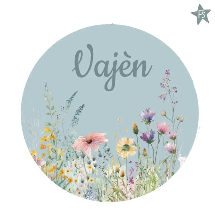 Outlet Muurcirkel met naam en bloemetjes | Wandcirkel Wildflowers Geboorteschilderij | Kraamcadeau Meisje