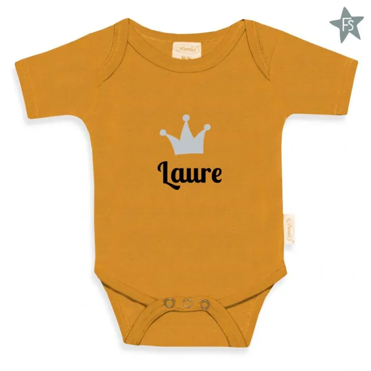 New Rompertje met naam en kroontje | diverse kleuren Rompertje Met Naam | Kraamcadeau Meisje