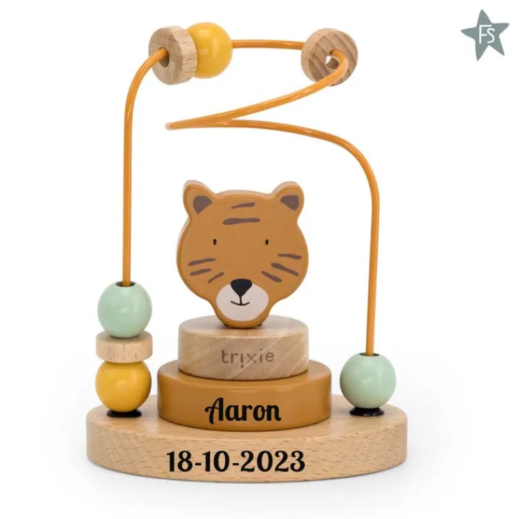 Online Trixie Houten kralenframe - Mr. Tiger ( met naam ) Trixie Houten Speelgoed | Kraamcadeau Meisje