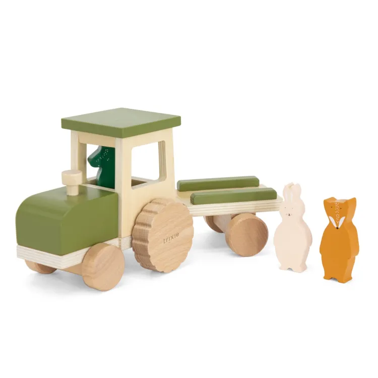 trixie_houten_tractor_met_2.webp Outlet Trixie Houten tractor met aanhangwagen ( met naam ) Trixie Houten Speelgoed | Kraamcadeau Meisje