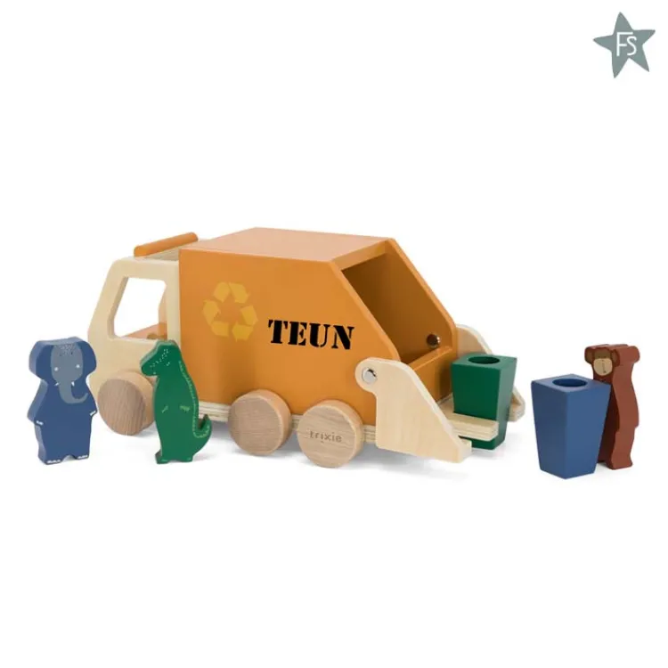 Sale Trixie Houten vuilniswagen ( met naam ) Trixie Houten Speelgoed | Kraamcadeau Meisje