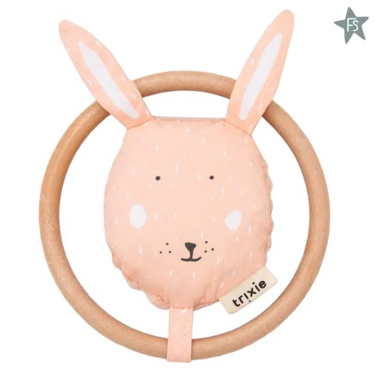 Clearance Trixie rammelaar Mrs. Rabbit (met naam) Trixie Rammelaar (met Naam) | Kraamcadeau Meisje