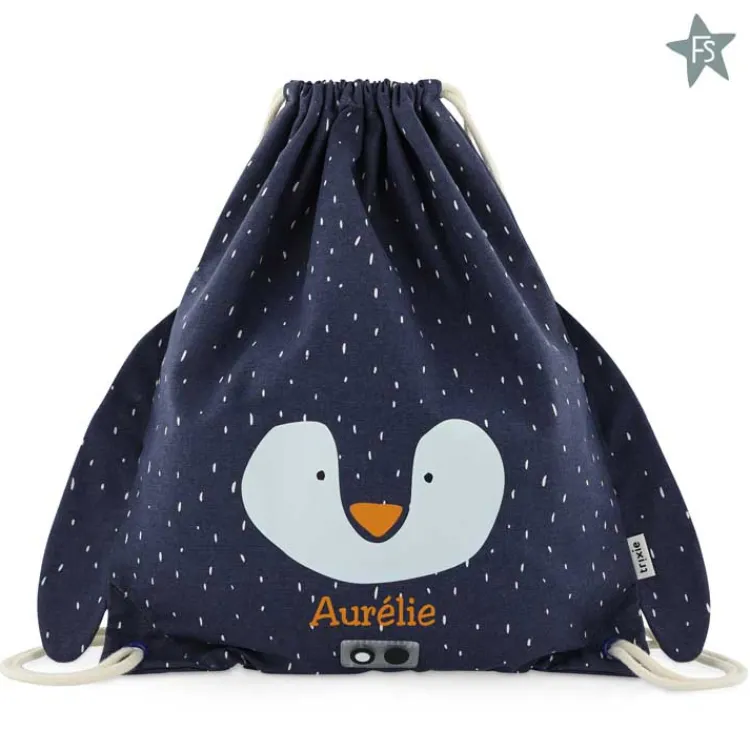 Clearance Trixie turnzak / gymtas Mr. Penguin ( met naam ) Trixie Rugzak Met Naam | Rugzak Met Naam