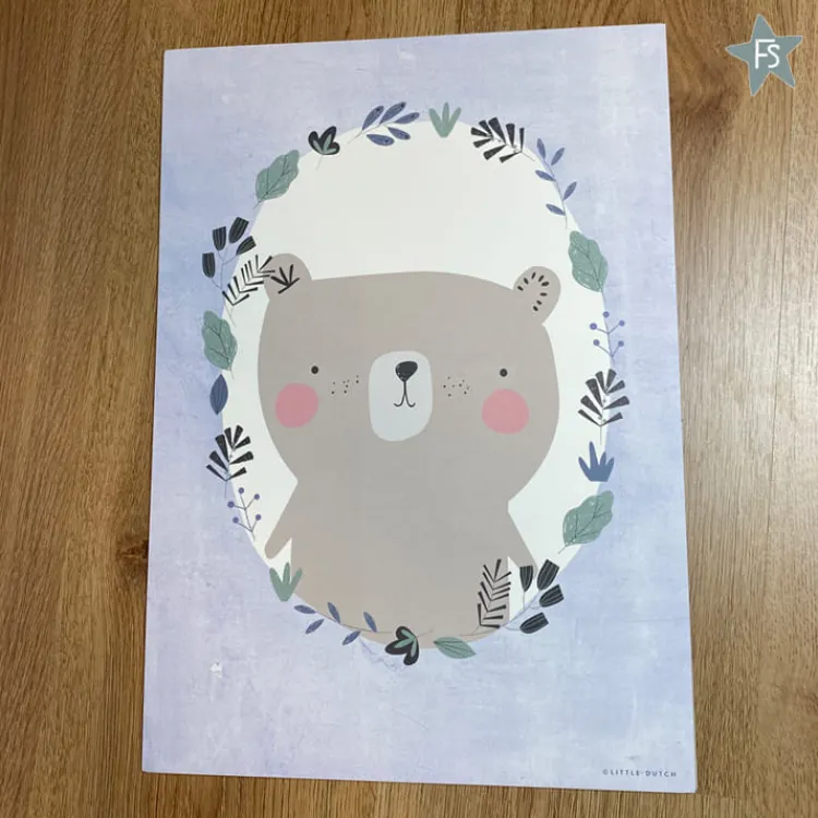 Outlet Poster Bear Blue Kraamcadeau Jongen